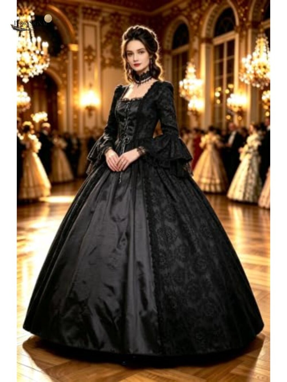 Victorian Rococo Satin Ball Gown Long Dress Steampunk Theater - Picture 4 of 5